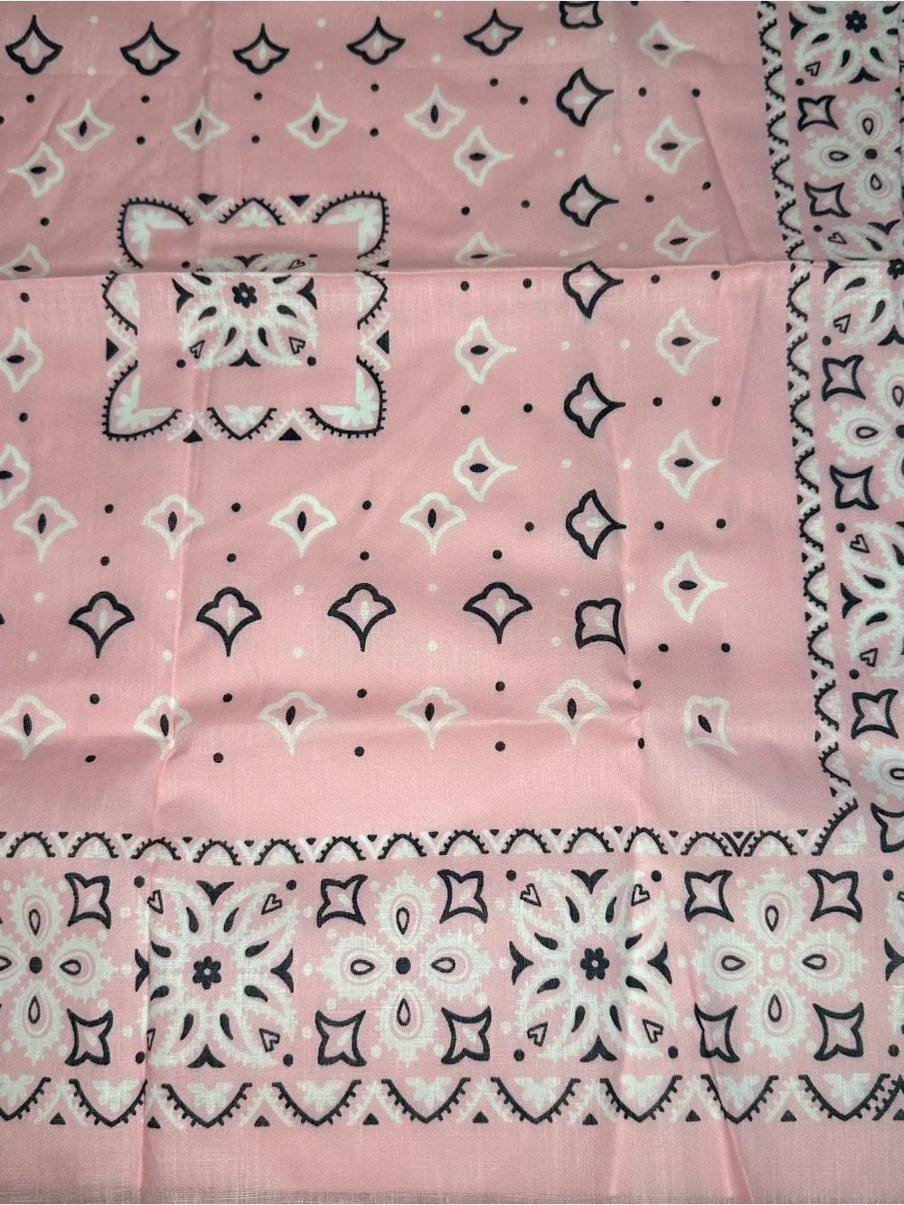 Vintage Light Pink Bandana 100% Cotton 13962 Floral Paisley Print USA Made NEW